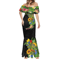 Hawaiian Tropical Plants and Chameleon Mermaid Dress Polynesian Art Colorful - Polynesian Pride