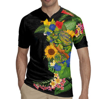 Hawaiian Tropical Plants and Chameleon Rugby Jersey Polynesian Art Colorful LT03 - Polynesian Pride
