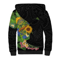 Hawaiian Tropical Plants and Chameleon Sherpa Hoodie Polynesian Art Colorful LT03 - Polynesian Pride