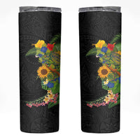Hawaiian Tropical Plants and Chameleon Skinny Tumbler Polynesian Art Colorful - Polynesian Pride
