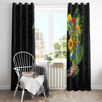 Hawaiian Tropical Plants and Chameleon Window Curtain Polynesian Art Colorful - Polynesian Pride