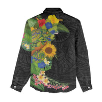 Hawaiian Tropical Plants and Chameleon Women Casual Shirt Polynesian Art Colorful - Polynesian Pride