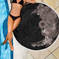 Hawaiian Tropical Plants and Chameleon Beach Blanket Polynesian Art Grayscale LT03 - Polynesian Pride