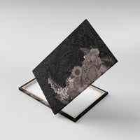 Hawaiian Tropical Plants and Chameleon Canvas Wall Art Polynesian Art Grayscale LT03 With Frame Black - Polynesian Pride