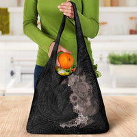Hawaiian Tropical Plants and Chameleon Grocery Bag Polynesian Art Grayscale LT03 - Polynesian Pride