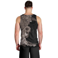 Hawaiian Tropical Plants and Chameleon Men Tank Top Polynesian Art Grayscale LT03 - Polynesian Pride