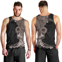 Hawaiian Tropical Plants and Chameleon Men Tank Top Polynesian Art Grayscale LT03 - Polynesian Pride