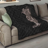 Hawaiian Tropical Plants and Chameleon Quilt Polynesian Art Grayscale - Polynesian Pride