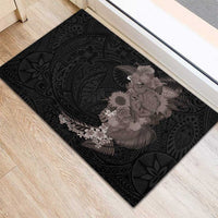 Hawaiian Tropical Plants and Chameleon Rubber Doormat Polynesian Art Grayscale LT03 - Polynesian Pride