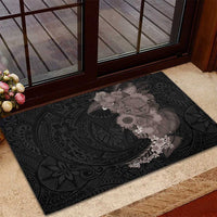 Hawaiian Tropical Plants and Chameleon Rubber Doormat Polynesian Art Grayscale LT03 - Polynesian Pride