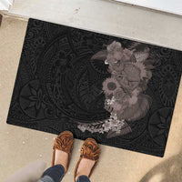 Hawaiian Tropical Plants and Chameleon Rubber Doormat Polynesian Art Grayscale LT03 - Polynesian Pride