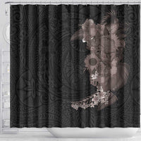 Hawaiian Tropical Plants and Chameleon Shower Curtain Polynesian Art Grayscale - Polynesian Pride