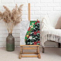 Hawaiian Tropical Flowers and Leaves Canvas Wall Art on Leopard Pattern Half Style White-Black Version LT03 - Polynesian Pride