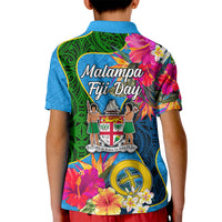 Malampa Fiji Day Kid Polo Shirt Tropical Plants Mix Polynesian and Tapa Pattern LT03 - Polynesian Pride