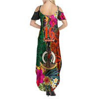 Penama Day Family Matching Summer Maxi Dress and Hawaiian Shirt 16th September Polynesian Pattern with Pacific Flower LT03 - Polynesian Pride