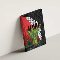Hawaiian Halloween Canvas Wall Art Horror Shaka Hand with Plumeria and Polynesian Tattoo Blood Color LT03 - Polynesian Pride