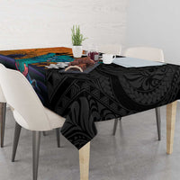 Hawaiian Halloween Tablecloth Horror Shaka Hand with Plumeria and Polynesian Tattoo Autumn Color LT03 - Polynesian Pride