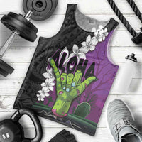 Hawaiian Halloween Men Tank Top Horror Shaka Hand with Plumeria and Polynesian Tattoo Midnight Color LT03 - Polynesian Pride