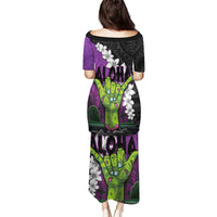 Hawaiian Halloween Puletasi Horror Shaka Hand with Plumeria and Polynesian Tattoo Midnight Color LT03 - Polynesian Pride
