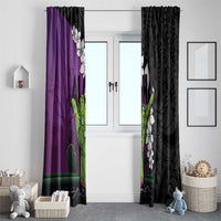 Hawaiian Halloween Window Curtain Horror Shaka Hand with Plumeria and Polynesian Tattoo Midnight Color LT03 - Polynesian Pride