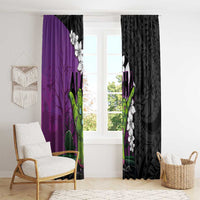 Hawaiian Halloween Window Curtain Horror Shaka Hand with Plumeria and Polynesian Tattoo Midnight Color LT03 - Polynesian Pride