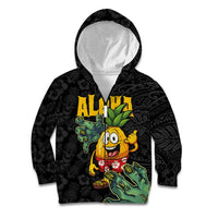 Hawaiian Halloween Kid Hoodie Aloha Pinapple with Mysterious Hands and Polynesian Tribal Tattoo