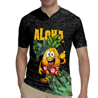 Hawaiian Halloween Rugby Jersey Aloha Pinapple with Mysterious Hands and Polynesian Tribal Tattoo LT03 - Polynesian Pride
