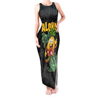 Hawaiian Halloween Tank Maxi Dress Aloha Pinapple with Mysterious Hands and Polynesian Tribal Tattoo LT03 Women Black - Polynesian Pride