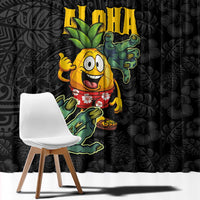 Hawaiian Halloween Window Curtain Aloha Pinapple with Mysterious Hands and Polynesian Tribal Tattoo LT03 - Polynesian Pride