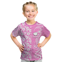Hawaii Kauai Island Kid T Shirt Hibiscus Pattern Seamless Tribal Simple Pink LT03 Pink - Polynesian Pride