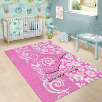 Custom Hawaii Kauai Island Area Rug Hibiscus Pattern Seamless Tribal Simple Pink LT03 - Polynesian Pride
