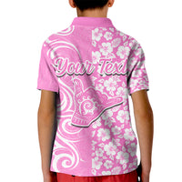 Custom Hawaii Kauai Island Kid Polo Shirt Hibiscus Pattern Seamless Tribal Simple Pink LT03 - Polynesian Pride