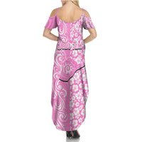 Custom Hawaii Kauai Island Summer Maxi Dress Hibiscus Pattern Seamless Tribal Simple Pink LT03 - Polynesian Pride