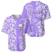 Hawaii Kauai Island Baseball Jersey Hibiscus Pattern Seamless Tribal Simple Purple LT03 - Polynesian Pride