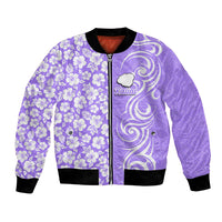 Hawaii Kauai Island Bomber Jacket Hibiscus Pattern Seamless Tribal Simple Purple LT03 Unisex Purple - Polynesian Pride