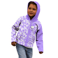 Hawaii Kauai Island Kid Hoodie Hibiscus Pattern Seamless Tribal Simple Purple LT03 - Polynesian Pride