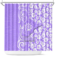 Hawaii Kauai Island Shower Curtain Hibiscus Pattern Seamless Tribal Simple Purple LT03 Purple - Polynesian Pride