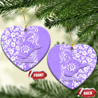 Custom Hawaii Kauai Island Ceramic Ornament Hibiscus Pattern Seamless Tribal Simple Purple LT03 - Polynesian Pride