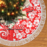 Hawaii Kauai Island Tree Skirt Hibiscus Pattern Seamless Tribal Simple Red LT03 - Polynesian Pride