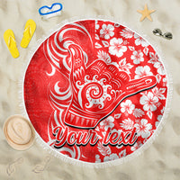Custom Hawaii Kauai Island Beach Blanket Hibiscus Pattern Seamless Tribal Simple Red LT03 One Size 150cm Red - Wonder Print Shop