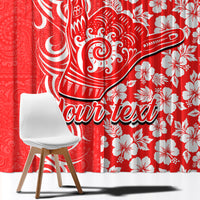 Custom Hawaii Kauai Island Window Curtain Hibiscus Pattern Seamless Tribal Simple Red LT03 - Polynesian Pride