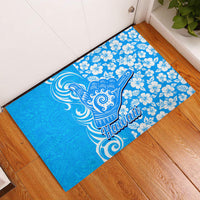 Hawaii Kauai Island Rubber Doormat Hibiscus Pattern Seamless Tribal Simple Blue LT03 Blue - Polynesian Pride