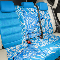 Custom Hawaii Kauai Island Back Car Seat Cover Hibiscus Pattern Seamless Tribal Simple Blue LT03 - Polynesian Pride