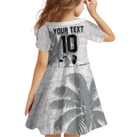 Custom Fiji Rugby Pacific Champions 2024 Kid Short Sleeve Dress Anniversary 7 Titles - Fijians Rugby and Tapa Hibiscus White Art