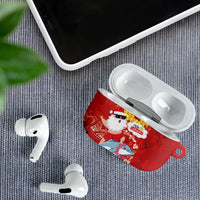 Hawaiian Mele Kalikimaka AirPods Case Funny Santa Riding Lei Dolphin with Kakau Tattoos - Polynesian Pride