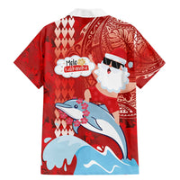 Hawaiian Mele Kalikimaka Family Matching Mermaid Dress and Hawaiian Shirt Funny Santa Riding Lei Dolphin with Kakau Tattoos - Polynesian Pride