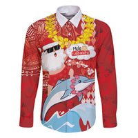 Hawaiian Mele Kalikimaka Family Matching Puletasi and Hawaiian Shirt Funny Santa Riding Lei Dolphin with Kakau Tattoos - Polynesian Pride