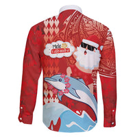 Hawaiian Mele Kalikimaka Family Matching Puletasi and Hawaiian Shirt Funny Santa Riding Lei Dolphin with Kakau Tattoos - Polynesian Pride