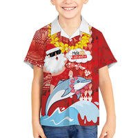 Hawaiian Mele Kalikimaka Family Matching Summer Maxi Dress and Hawaiian Shirt Funny Santa Riding Lei Dolphin with Kakau Tattoos - Polynesian Pride