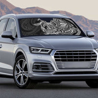 Hawaiian Whales Polynesian Art Motifs Auto Sun Shade Black Color - Polynesian Pride